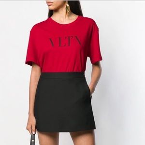 VALENTINO Red Black VLTN Logo Designer T-shirt XS